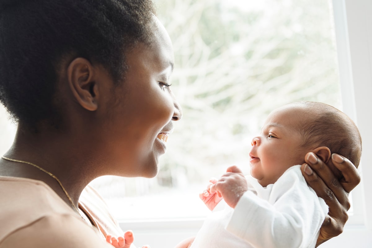 mom and her breastfed newborn baby