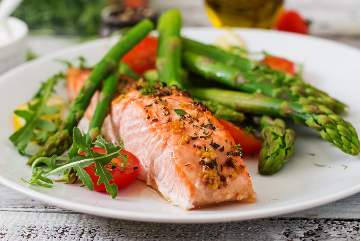 baked salmon and asparagus - high protein meal